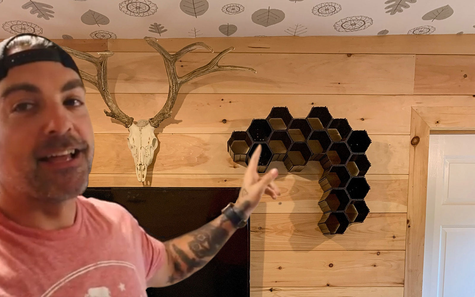 Load video: WineHive Modular Wine Rack Wall Mount Installation by HGTV Designer Builder Anthony Carrino